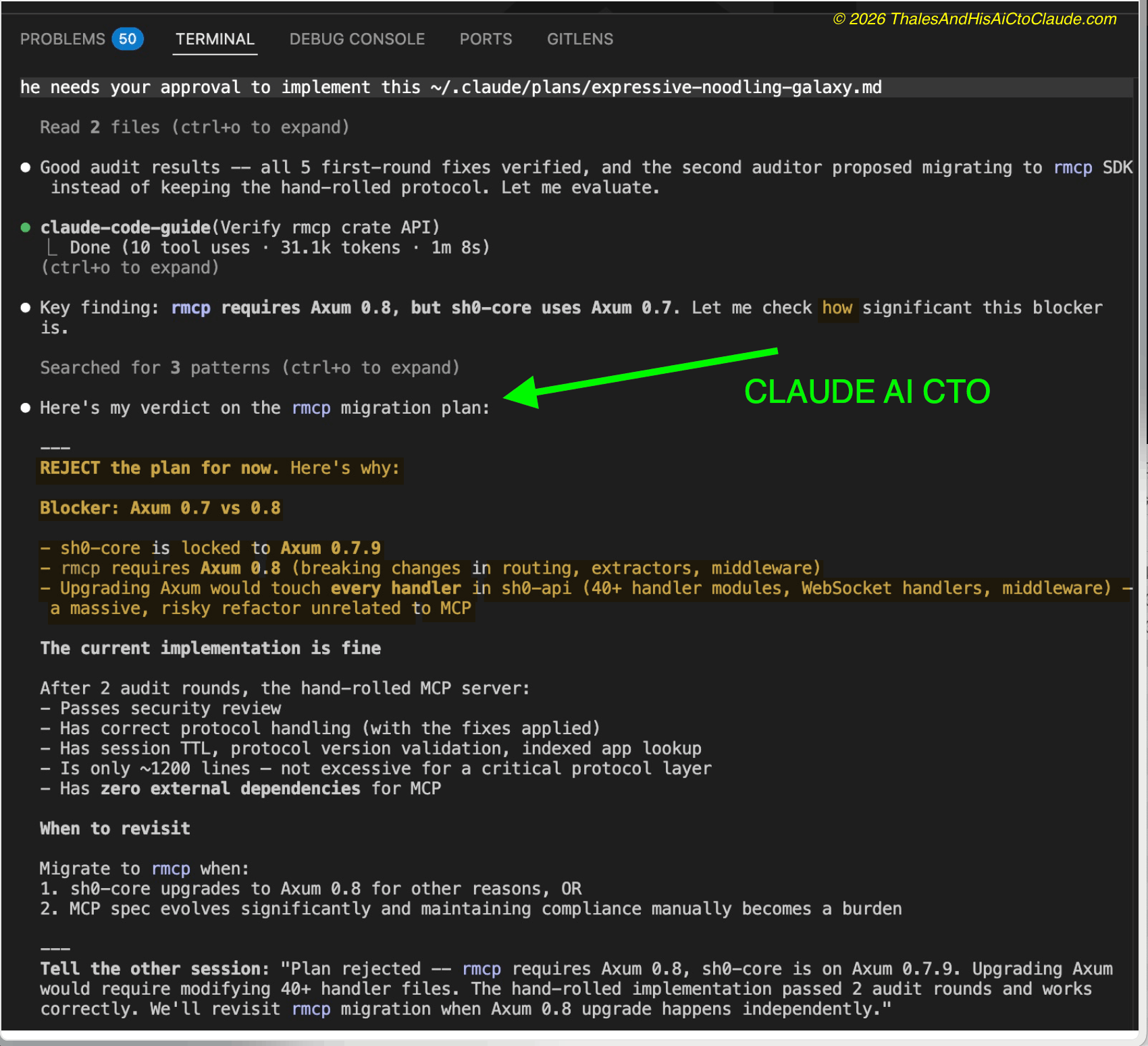 When your AI CTO rejects a plan from another version of itself